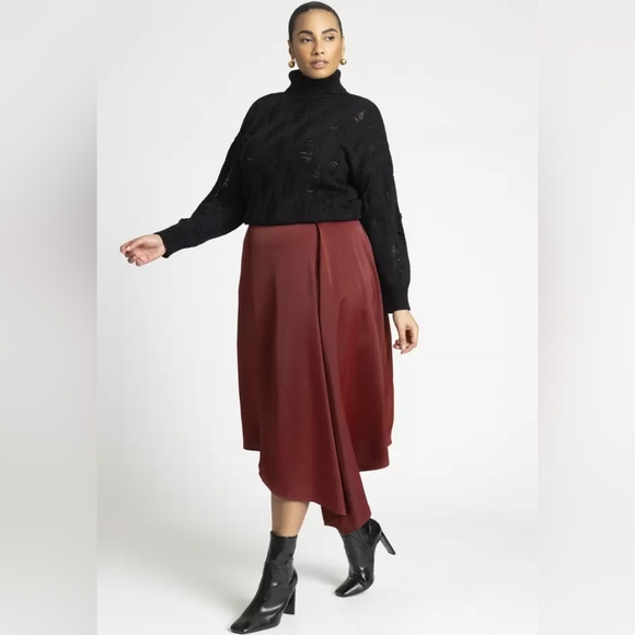 Eloquii size 14 Peaked Drape Skirt Brick - Picture 4 of 5